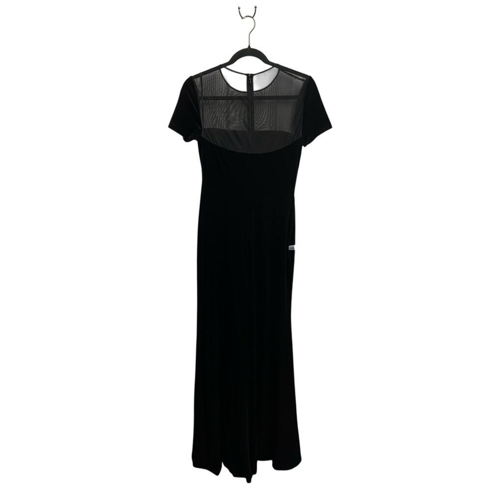Vera Wang Dress Cap Sleeve Black Velvet Sheer detail Size 2